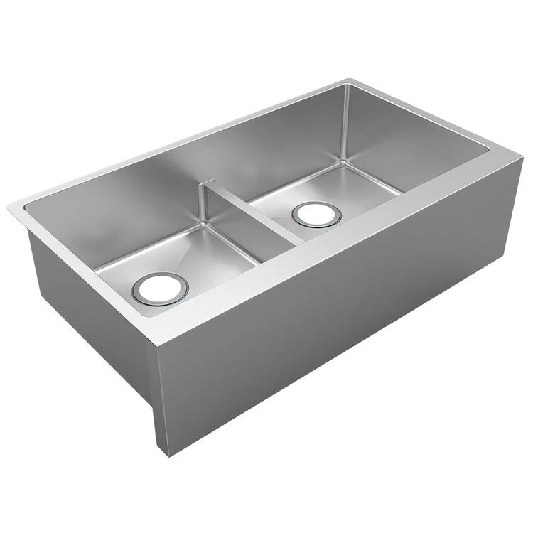 Kitchen Sink Crosstown 36 x 20.25 Inch Double Bowl Equal Tall with Aqua Divide Polished Satin Farmhouse - Frankwebs