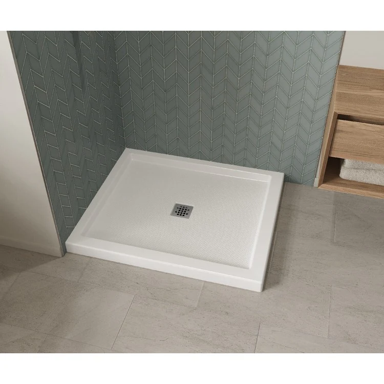 Shower Base B3 Corner Left Stabili-T Square Drain White 48 x 32 Inch Acrylic - Frankwebs