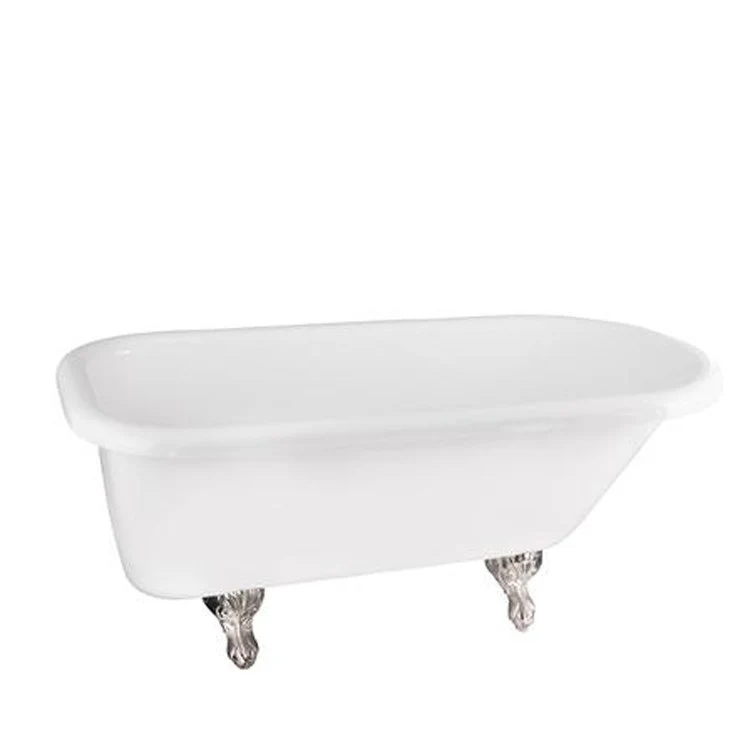 Freestanding Tub Asia 67 Inch Double Roll Top Oval Acrylic White/Bisque Ball and Claw Feet 3-3/8 Inch Center Faucet Holes Rolled Rim - Frankwebs