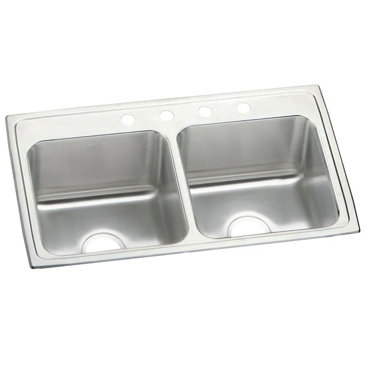 Kitchen Sink Lustertone Classic 33 x 19.5 Inch Double Bowl Equal 5 Hole Lustrous Satin Drop-In 10-1/8 Inch - Frankwebs