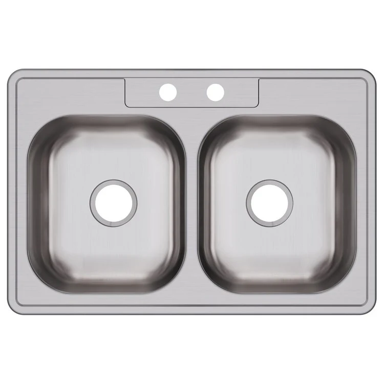 Kitchen Sink Dayton 33 x 22 Inch Double Bowl Equal 2 Hole ADA Satin Top Mount Rectangle Drain Location Center Depth 6 Inch Multiple of 50 Bottom Only Spray - Frankwebs