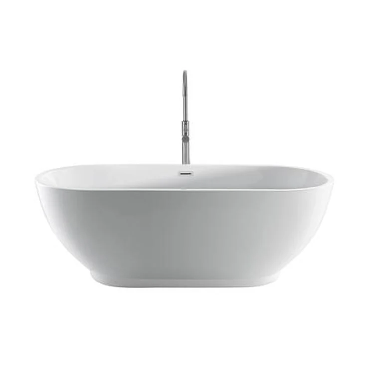 Freestanding Tub Radcliff 67 Inch Oval Acrylic White/Polished Chrome Drain and Overflow No Faucet Holes - Frankwebs