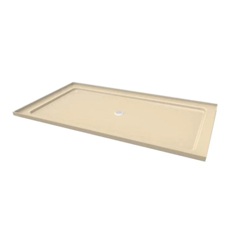 Shower Base Rectangular with Tiered Lip Biscuit 60 x 34 Inch Acrylic Standard Polished Chrome Drain Included - Frankwebs