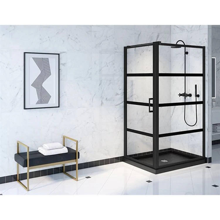 Shower Door Latitude Pivot Corner with 32 Inch Panel 32 x 79 Inch Matte Black Clear with Black 5/16 Inch - Frankwebs