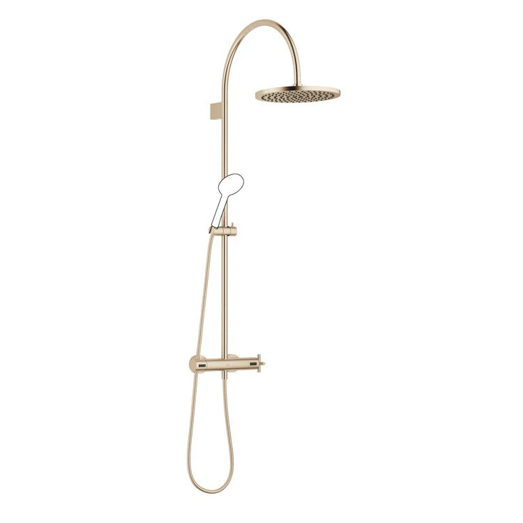 Shower Set TARA Exposed with Thermostat Less Handshower 1 Cross Brushed Champagne 1.8 Gallons per Minute - Frankwebs