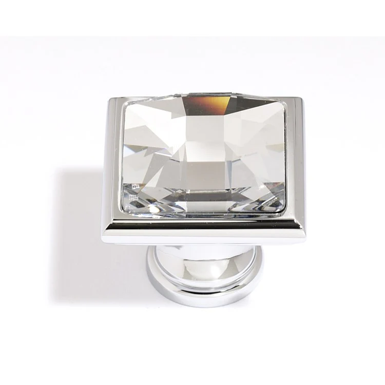 Knob Swarovski Crystal Square Crystal Polished Brass Brass 1-1/4 Inch 1-1/4 Inch 3/4 Inch - Frankwebs