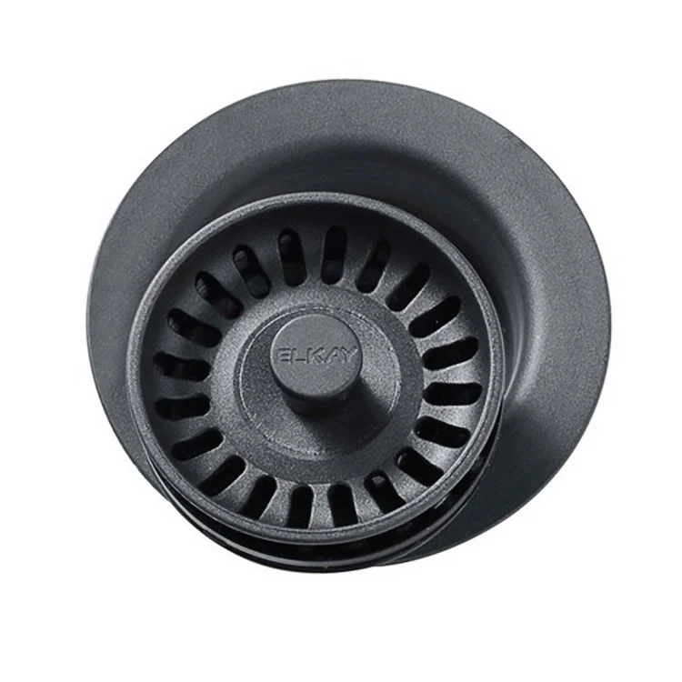 Disposal Flange with Removable Basket Strainer and Rubber Stopper Black 3-1/2 Inch Polymer for Sinks with 3-1/2