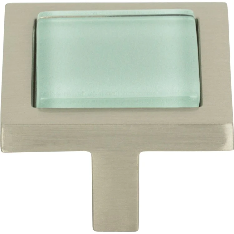 Knob Atlas Spa Green Square Brushed Nickel Zinc Alloy 1-3/8 Inch - Frankwebs
