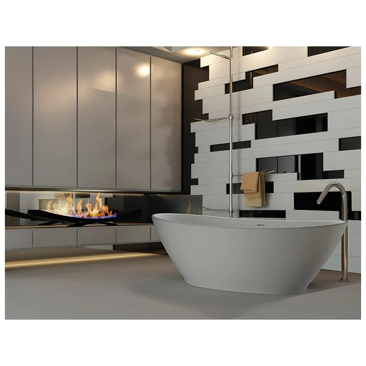 Air Tub Elise 4 72 x 37 Inch Freestanding Air Bath Center White Gloss Oval Sculpturestone 102 Gallons 24-1/2 Inch - Frankwebs