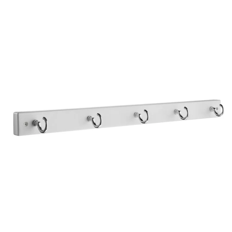 Coat Rack 5 Hook 1 x 12 x 2 Inch White Brass - Frankwebs
