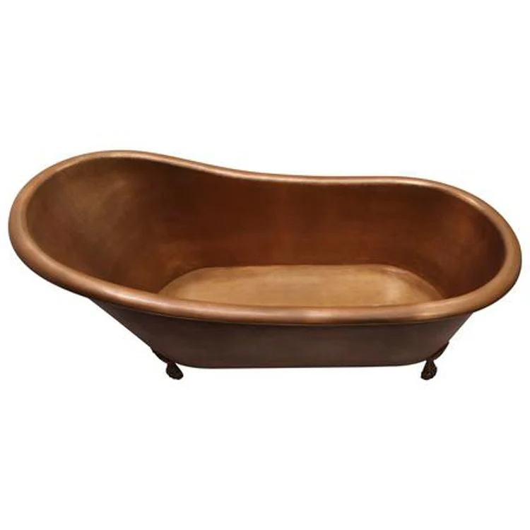 Freestanding Tub Gitali 68 Inch Single Slipper Oval Antique Copper Claw Feet No Faucet Holes - Frankwebs