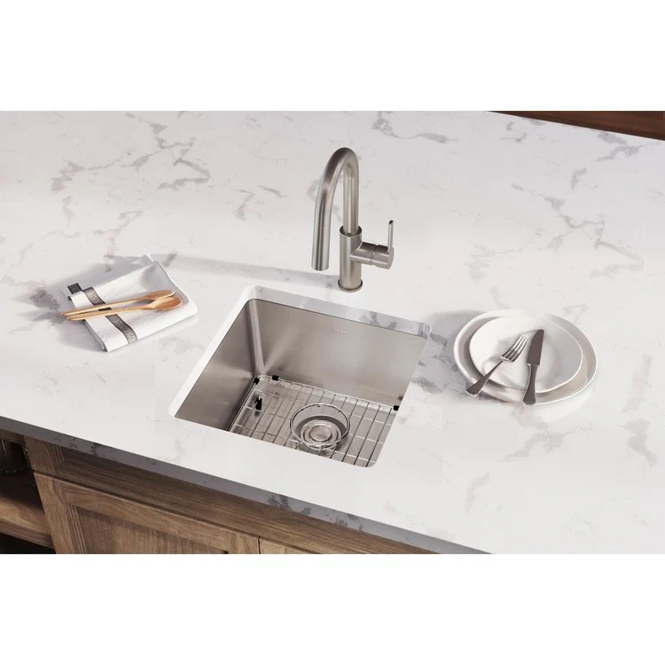 Sink Kit Lustertone Iconix 18.5 x 18.5 Inch Single Bowl Luminous Satin Bottom Grid Drain Strainer - Frankwebs