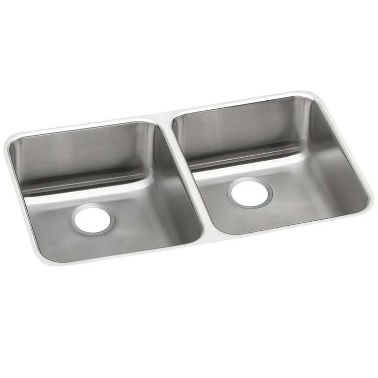 Kitchen Sink Lustertone Classic 31.75 x 16.5 Inch Double Bowl Equal ADA Lustrous Highlighted Satin Undermount Rectangle Drain Location Rear Center Depth 4-3/8 Inch Full Spray Sides and Bottom - Frankwebs