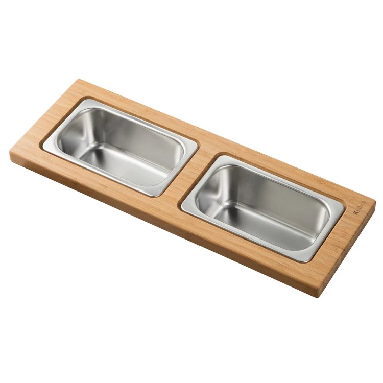 Workstation Kitchen Sink Serving Board Set with Rectangular Stainless Steel Bowls - Frankwebs