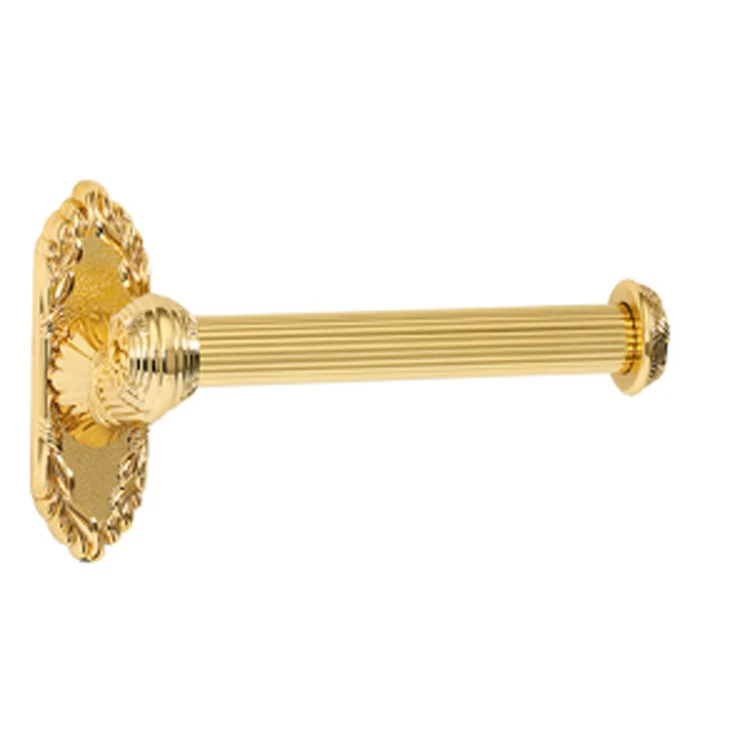 Toilet Paper Holder Ribbon & Reed Bath Left Single Post Unlacquered Brass 6-3/16 Inch 1-1/4 Inch Wall Mount - Frankwebs