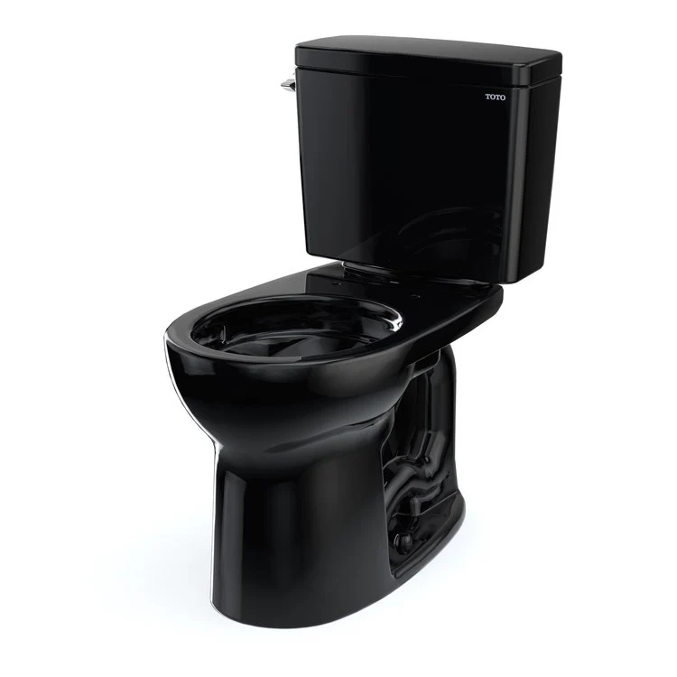 Toilet Drake 2 Pieces Universal Height Ebony Round Front ADA 30-1/8 Inch 1.28 Gallons per Flush Left Hand Chrome Less Seat - Frankwebs
