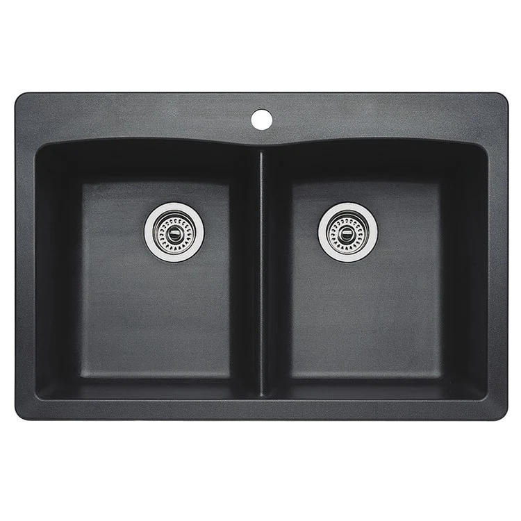 Kitchen Sink Diamond 33 x 22 Inch Double Bowl Equal Double 1 Hole Coal Black Drop-In/Undermount - Frankwebs