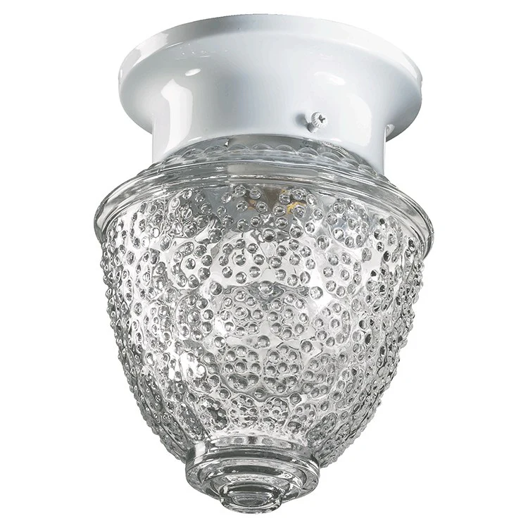 Single-Light Flush Mount Ceiling Light with Clear Textured Glass Acorn-Shaped Shade - Frankwebs