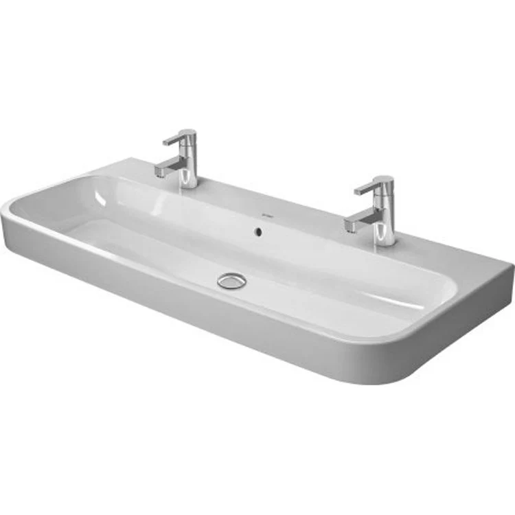 Lavatory Sink Happy D.2 Wall Mount with Overflow 19-7/8 x 47-1/4 Inch 22-1/2 Inch Spread Rectangle White - Frankwebs