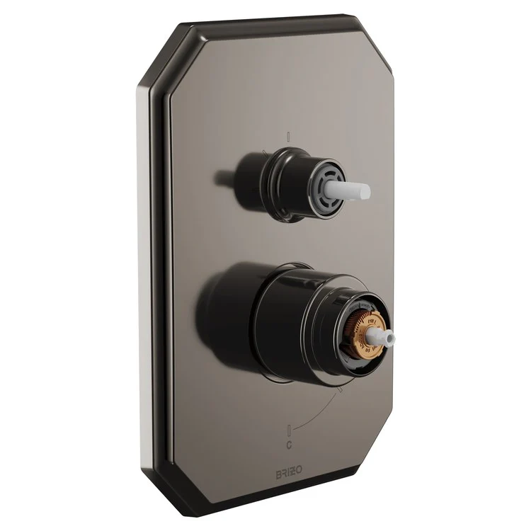 Pressure Balance Valve Trim Beauclere with Integrated 3 Function Diverter Less Handle Brilliance Black Onyx - Frankwebs