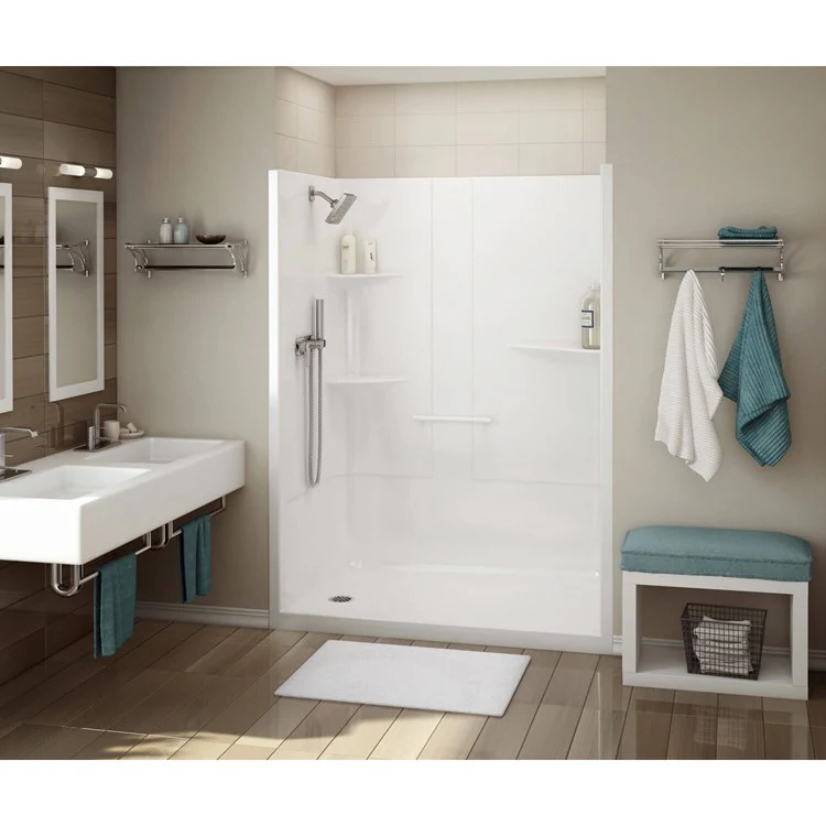 Shower Allia Rectangular White 60 x 34 Inch Acrylic Less Seat Center Drain - Frankwebs
