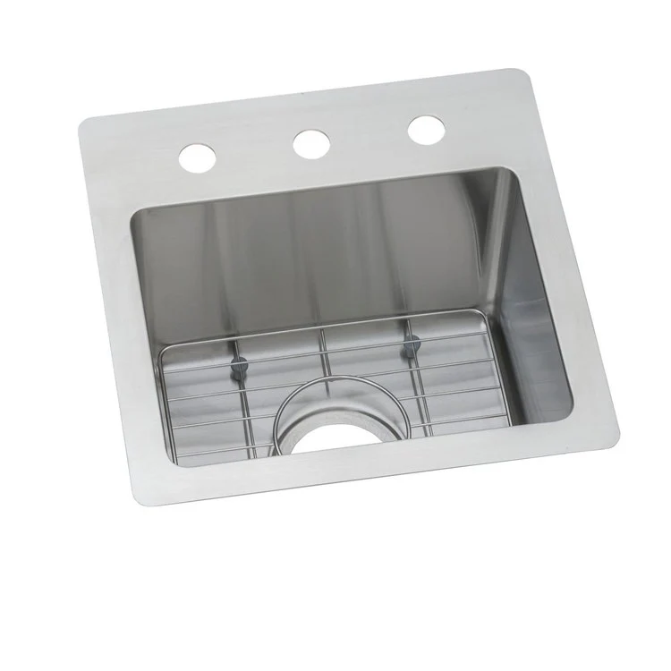 Bar Sink Crosstown 15 x 15 Inch Single Bowl Dual Mount Kit 3 Hole Polished Satin Drop-In Undermount Square Drain Size 3-1/2 Inch - Frankwebs