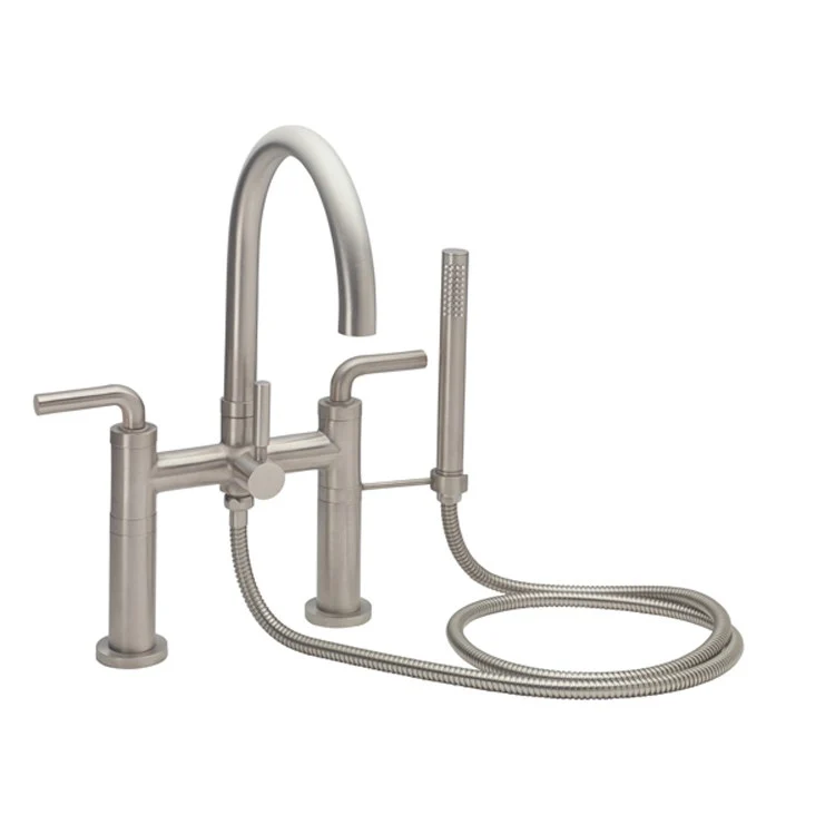 Tub Filler Asilomar Contemporary Deck Mount with Handshower 7 Inch Spread 3 Series 74 Lever ADA Satin Nickel 2 Hole - Frankwebs