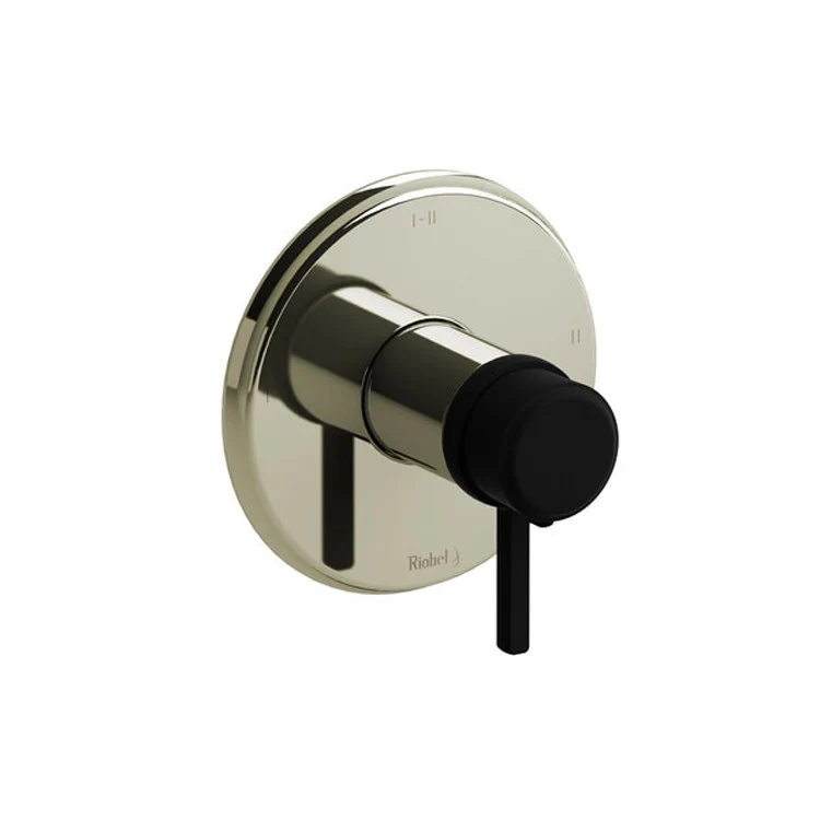 Thermostatic and Pressure Balance Valve Trim Momenti 1/2 Inch Round 2-Way 3 Function 1 Lever Polished Nickel/Black ADA 6.3 Gallons per Minute - Frankwebs