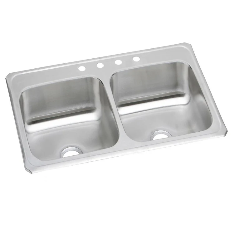 Kitchen Sink Celebrity 33 x 21.25 Inch Double Bowl Equal Brushed Satin Drop-In - Frankwebs