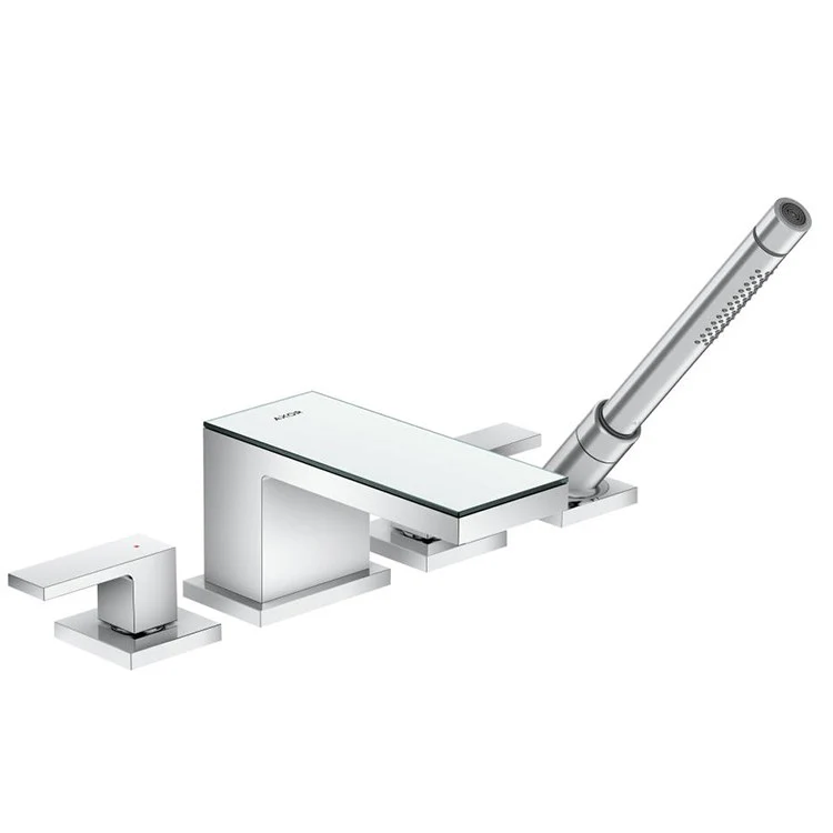 MyEdition Two Handle 4-Hole Roman Tub Filler with Handshower/Glass Plate - Frankwebs