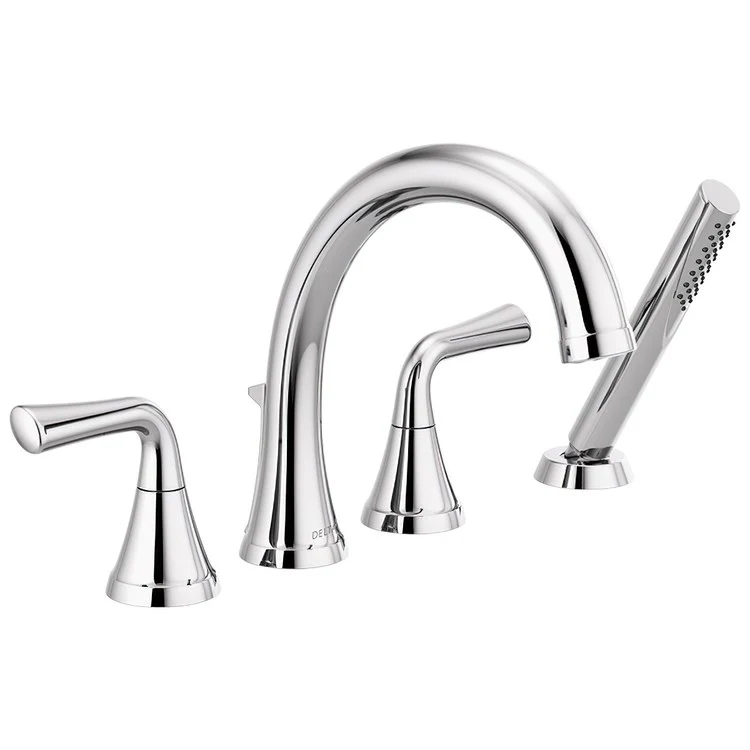 Roman Tub Trim Kayra with Handshower 2 Lever Chrome ADA 10 to 16 Inch Spread 1.75 Gallons per Minute - Frankwebs
