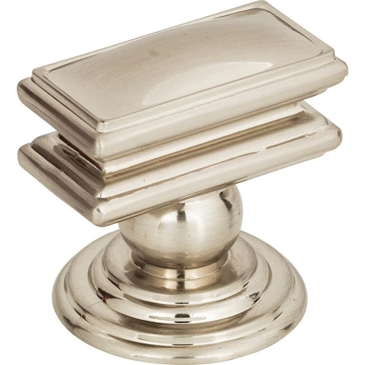 Knob Atlas Campaign Rectangle Brushed Nickel Zinc Alloy 1-1/2 Inch - Frankwebs