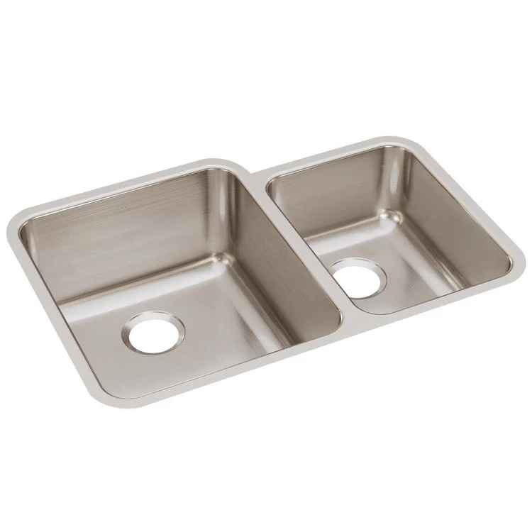 Kitchen Sink Lustertone Classic 30.75 x 21 Inch Double Bowl Offset 60/40 Lustrous Highlighted Satin Undermount - Frankwebs
