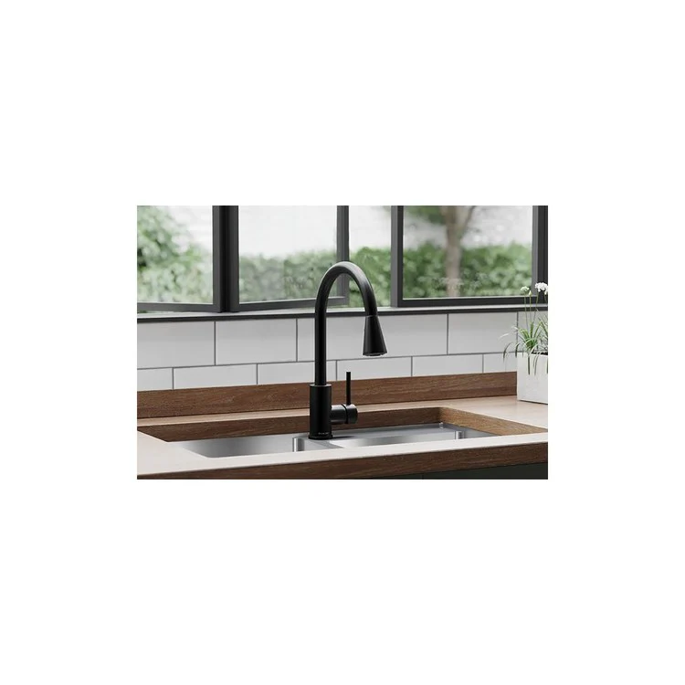 Kitchen Faucet Avado Deck Mount 1 Forward Only Lever ADA Matte Black Pull Down Spray 1 Hole Spout Height 15-11/16 Inch - Frankwebs