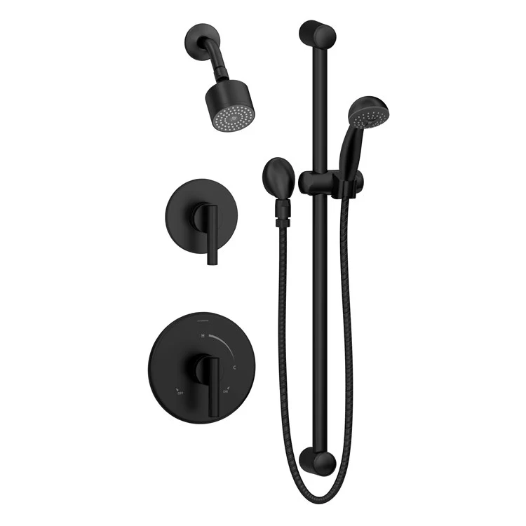 Shower Trim Dia Round with Volume Control Showerhead Diverter Slide with Handshower & Holder Wall Connection 2 Lever Matte Black 1.5 Gallons per Minute 1 Function - Frankwebs