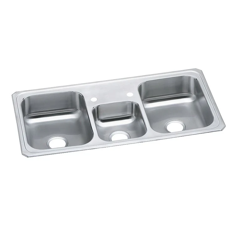 Kitchen Sink Celebrity 43 x 22 Inch Triple Bowl 2 Hole Brushed Satin Drop-In - Frankwebs