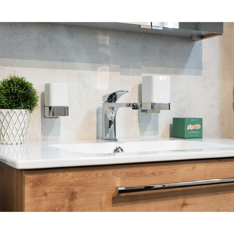 Soap Dispenser Ice Polished Chrome Wall Mount Porcelain Brass with Holder 200 Milliliters - Frankwebs