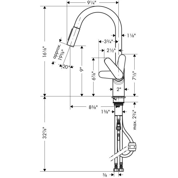 Kitchen Faucet Focus 1 Lever ADA Brushed Gold Optic Brass Pull Down 2 Function High Arc 150 Degree Swivel 1.75 Gallons per Minute - Frankwebs