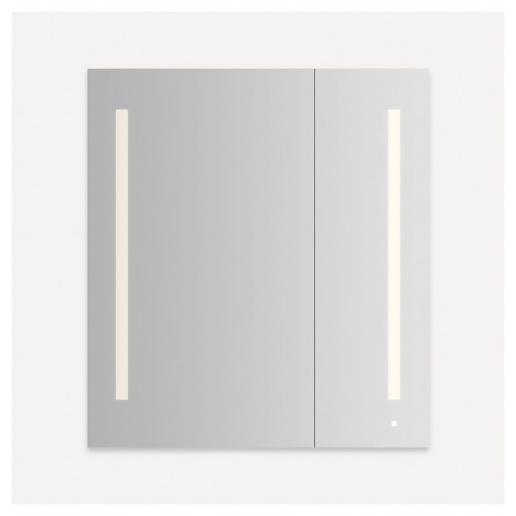 Medicine Cabinet AiO 36W x 40H x 4D Inch 2 Doors Mirror Flat Top Aluminum Yes Left Hand Side Recessed/Surface Warm White LUM Lighting 2700 Kelvin - Frankwebs