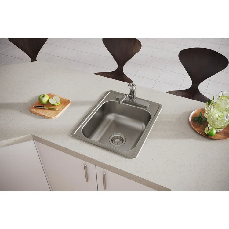 Bar Sink Dayton 17 x 21 Inch Single Bowl 3 Hole ADA Satin Drop-In Rectangle Drain Size 3-1/2 Inch - Frankwebs