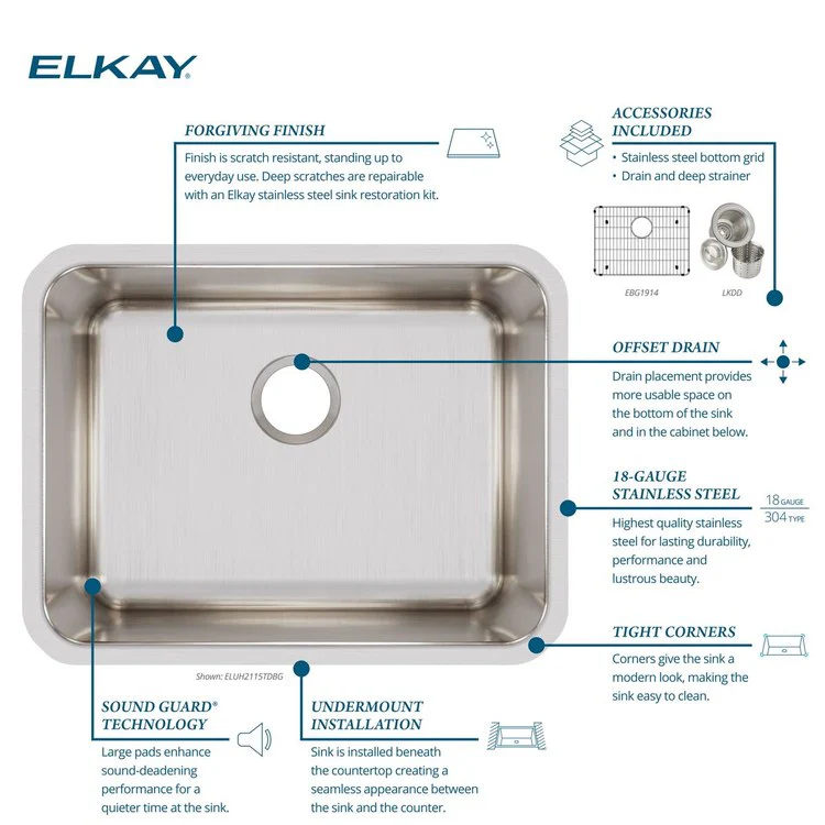 Sink Kit Lustertone Iconix 23.5 x 18.25 Inch Single Bowl Luminous Satin Bottom Grid Drain Strainer - Frankwebs
