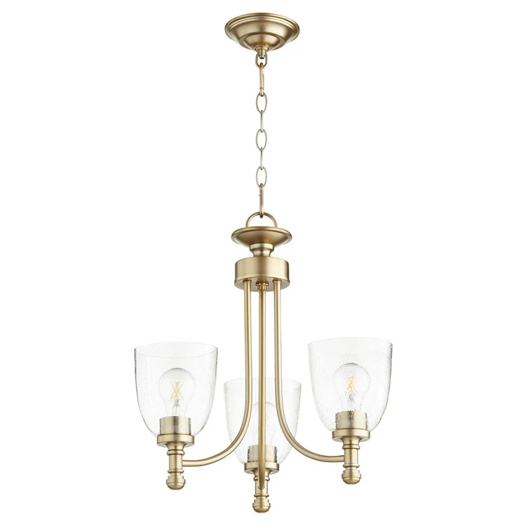 Rossington Three-Light Chandelier with Clear Seeded Glass Shades - Frankwebs