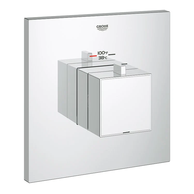 Eurocube Custom Thermostatic Shower Valve Trim with Control Module/Grip Handle - Frankwebs