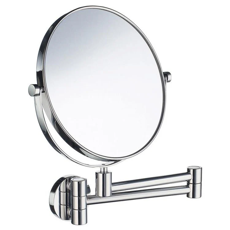 Shaving/Make Up Mirror Wall Mount with Swing Arm Polished Chrome Round Framed 13-3/8 x 7-7/8 x 7-7/8 Inch - Frankwebs