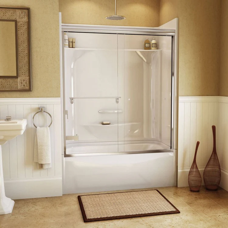 Tub and Shower Module 53-7/8 x 29 x 77-1/2 Inch AcrylX Left Drain White Above Floor Rough - Frankwebs