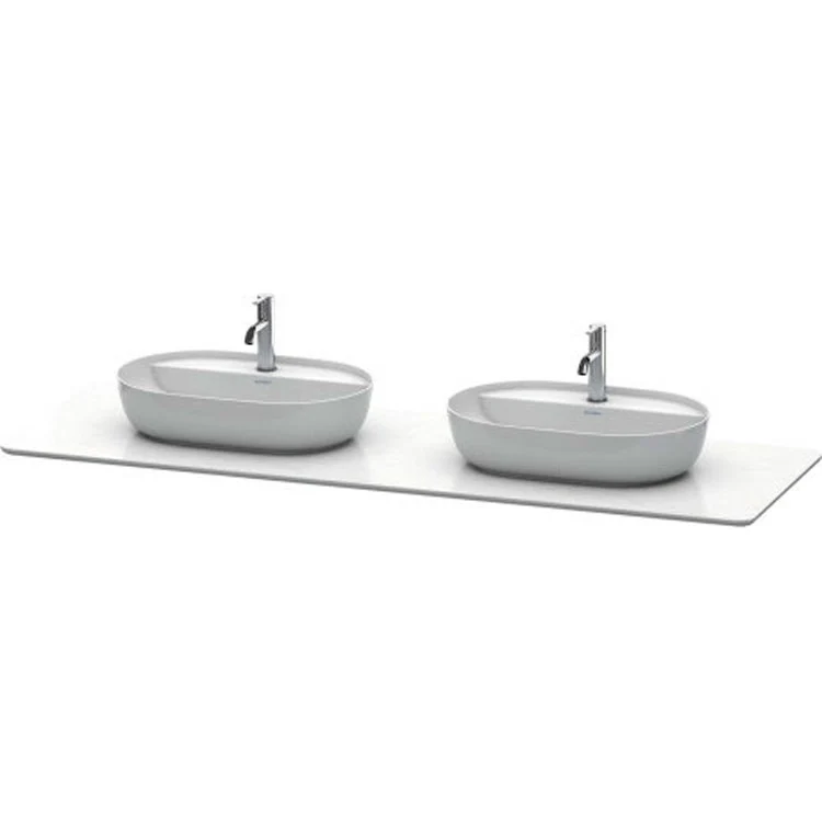 Lavatory Console Luv Quartz Stone Gray Structure Double Basin 23-3/8 x 70-1/4 Inch - Frankwebs