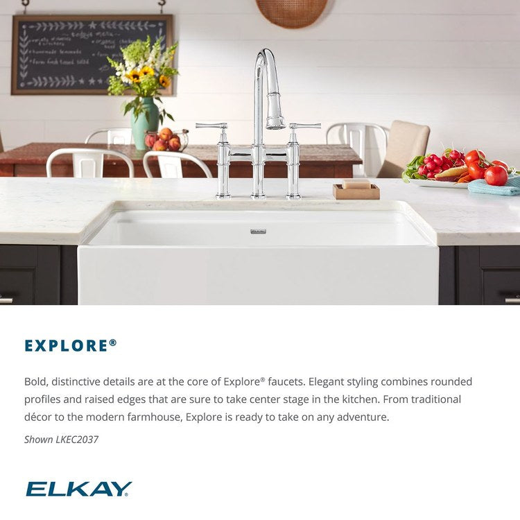 Kitchen Faucet Explore Bridge Deck Mount 2 Lever ADA Chrome Pull Down Spray 3 Hole 1.6 Gallons per Minute - Frankwebs