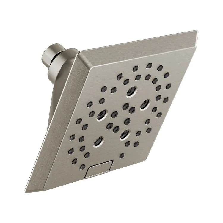 Showerhead Universal Showering Components 5 Function Square Raincan with H2Okinetic Technology Lumicoat Black Stainless 5-13/16 Inch 1.75 Gallons per Minute H2Okinetic Full Body Full with Massage Pause - Frankwebs