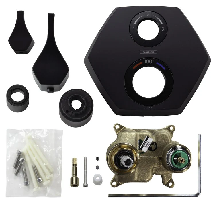 Thermostatic Trim Locarno 2 Outlet Diverter 2 Lever Matte Black ADA for Bath/Shower 6.0 Gallons per Minute Handles Thermostatic Trim 2 Outlet Diverter ABS - Frankwebs