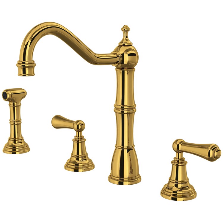 Kitchen Faucet Edwardian 2 Lever Unlacquered Brass Swivel Spout 1.8 Gallons per Minute - Frankwebs